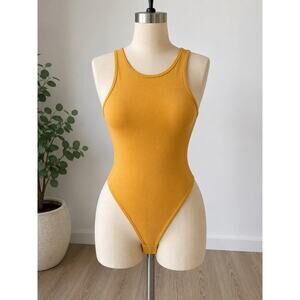 Mustard Yellow Sleeveless Bodysuit for Women